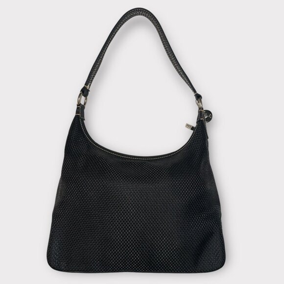 The Sak Purse Black Woven Shoulder Bag 4543 Top Handle Handbag Bag Charm - Picture 4 of 11